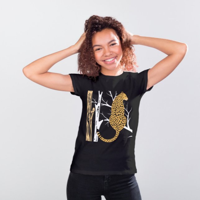 Leopard Chic Tree-Top Style Black T-Shirt (Creator Uploaded)