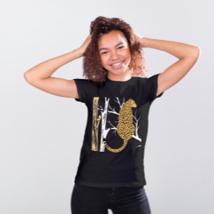 Leopard Chic Tree-Top Style Black T-Shirt