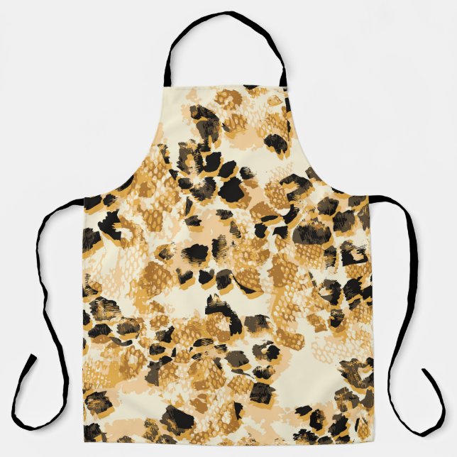 Leopard Chic: Vintage Pattern Elegance. Apron (Front)