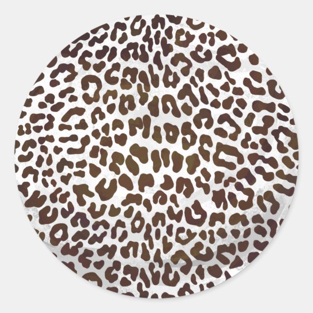 Leopard Chocolate Print Classic Round Sticker (Front)