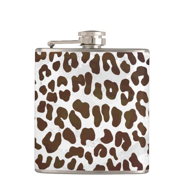 Leopard Chocolate Print Hip Flask (Front)
