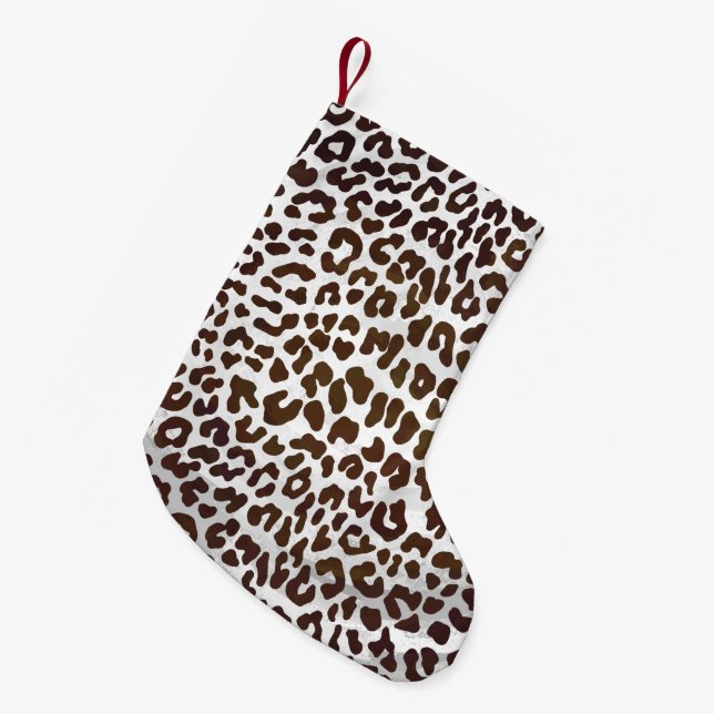 Leopard Chocolate Print Small Christmas Stocking (Front (Hanging))