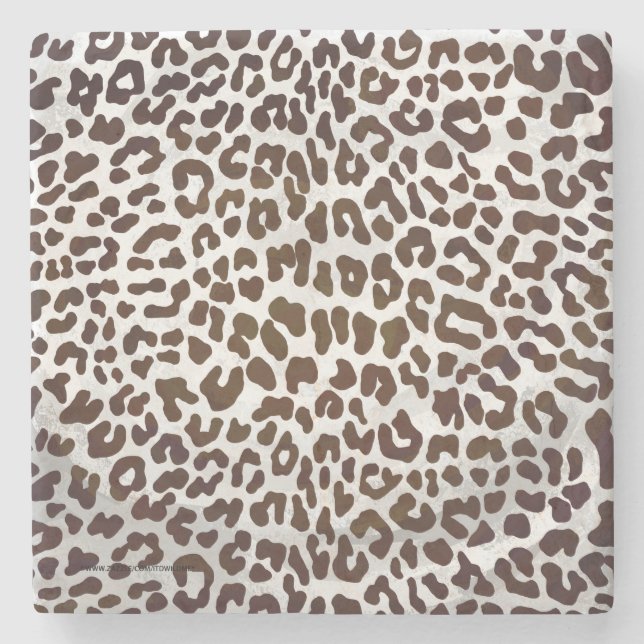Leopard Chocolate Print Stone Coaster (Front)