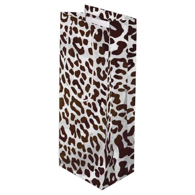 Leopard Chocolate Print Wine Gift Bag (Front Angled)