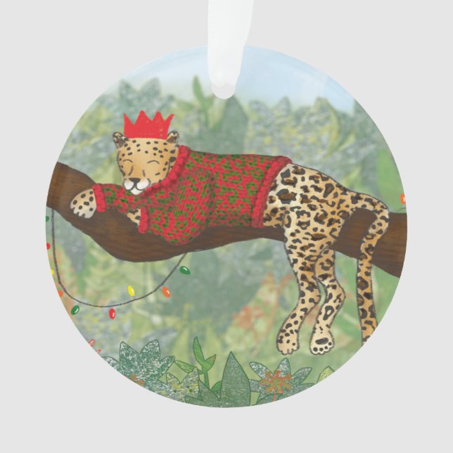 Leopard Christmas acrylic ornament (Front)