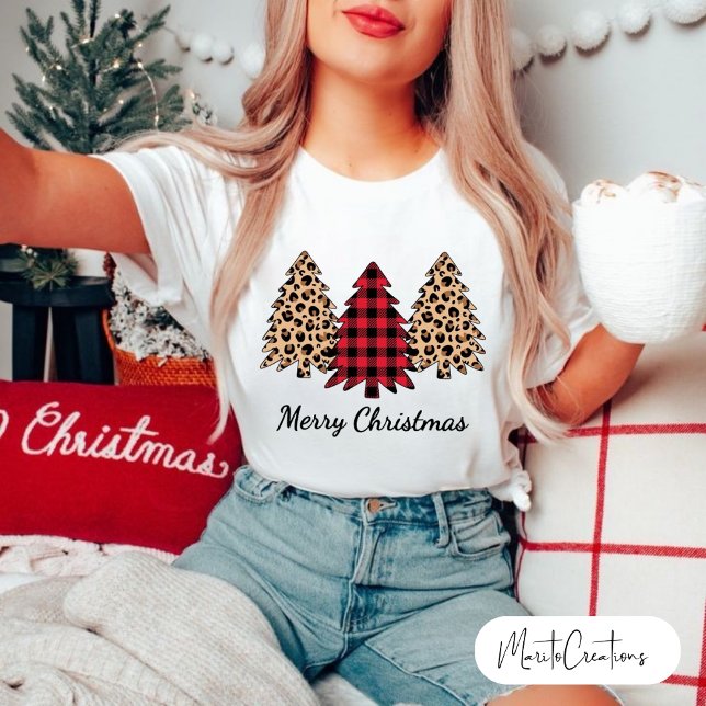 Leopard Christmas, Christmas family, Leopard Print T-Shirt (Creator Uploaded)