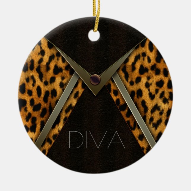 Leopard Christmas Tree Onaments Ceramic Tree Decoration (Front)