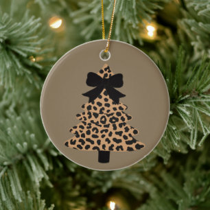Leopard Christmas Tree Preppy Coquette Xmas Winter Ceramic Tree Decoration