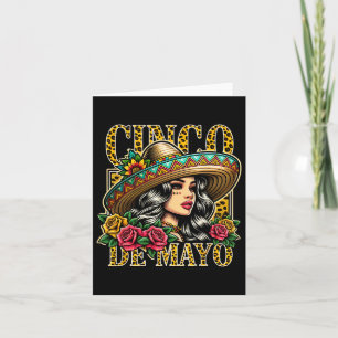 Leopard Cinco De Mayo Girl Mexican Fiesta 5 De May Card