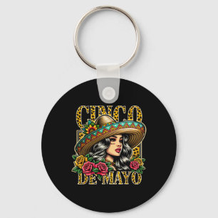 Leopard Cinco De Mayo Girl Mexican Fiesta 5 De May Key Ring