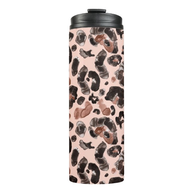 Leopard coat, animal skin seamless pattern. thermal tumbler (Front)