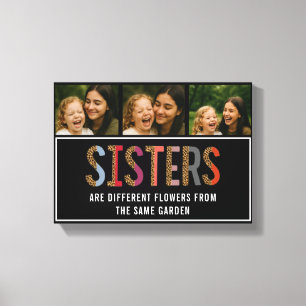 Leopard Colourful Sisters Custom Photo & Names Canvas Print
