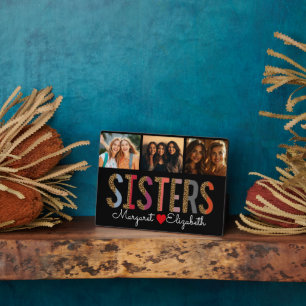 Leopard Colourful Sisters Custom Photo & Names Plaque