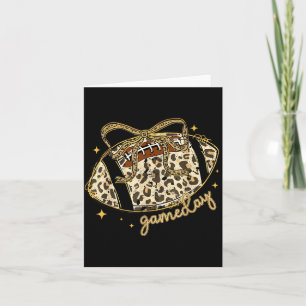 Leopard coquette bow game day football mum team card