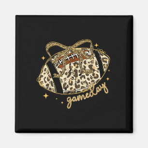 Leopard coquette bow game day football mum team magnet