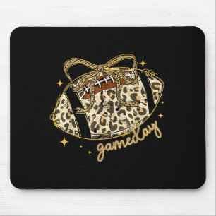 Leopard coquette bow game day football mum team mouse pad