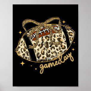 Leopard coquette bow game day football mum team poster