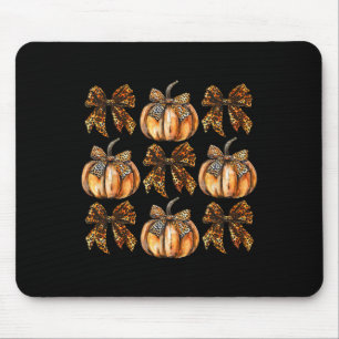 Leopard Coquette Bow Pumpkin Thanksgiving Autumn F Mouse Pad