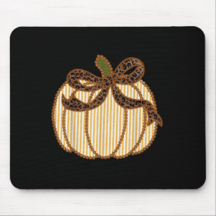 Leopard Coquette Bow Thanksgiving Autumn Fall Pump Mouse Pad