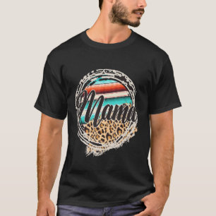 Leopard Cow Pattern Mama Serape Print Cowgirl Rode T-Shirt