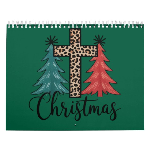 Leopard Cross Christmas Trees Christian  Calendar (Cover)