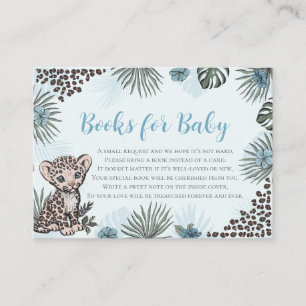 Leopard Cub Blue Safari Baby Shower Books for Baby Enclosure Card