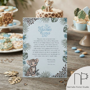 Leopard Cub Blue Thank You Baby Shower Card