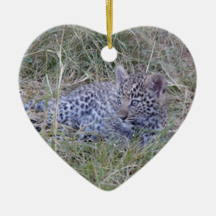LEOPARD CUB  CERAMIC TREE DECORATION