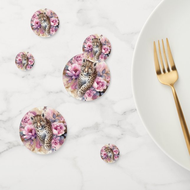 Leopard Cub & Roses Table Confetti (Group)