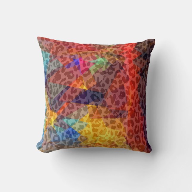 Leopard Cubism Abstract Art | Geometric Pattern Cushion (Front)