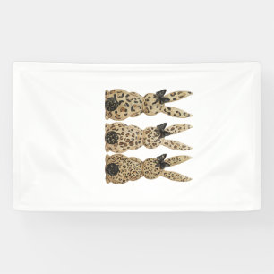 Leopard Cute Bunny Bow Funny Christian Easter Day Banner