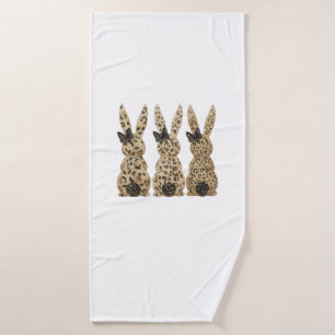 Leopard Cute Bunny Bow Funny Christian Easter Day Bath Towel