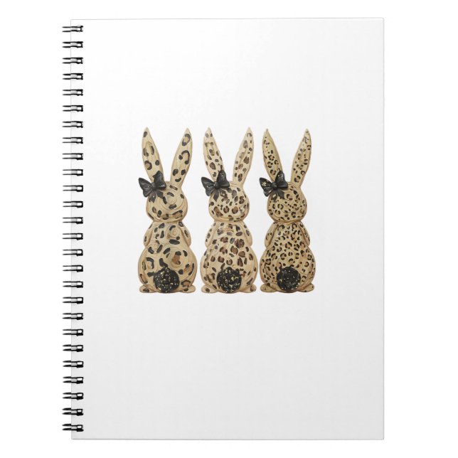 Leopard Cute Bunny Bow Funny Christian Easter Day  Notebook (Front)