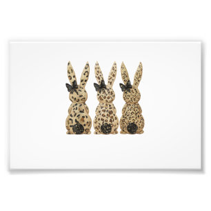 Leopard Cute Bunny Bow Funny Christian Easter Day  Photo Print