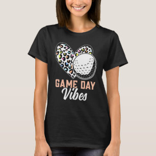 Leopard Cute Heart Game Day Vibes Golf T-Shirt