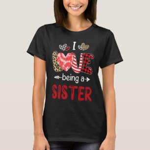 Leopard Cute Mothers Day I Love Being A Sister Buf T-Shirt