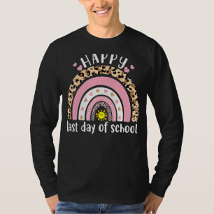Leopard Cute Rainbow Happy Last Day Of School Kid T-Shirt