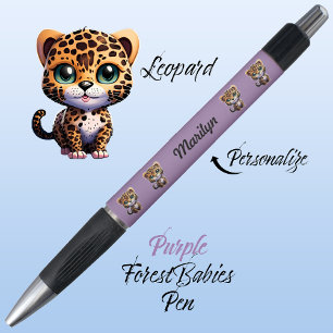 Leopard, Cute Unique Whimsical Kitty Cat Purple