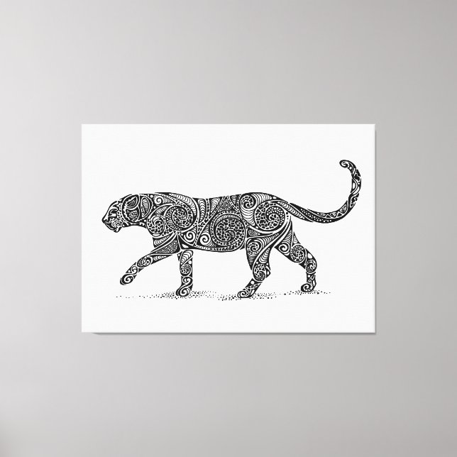 Leopard Design Black & White Canvas Print (Front)