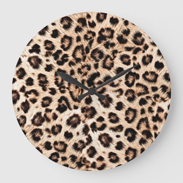 Leopard Design Pattern: Wild Elegance. Large Clock (Front)