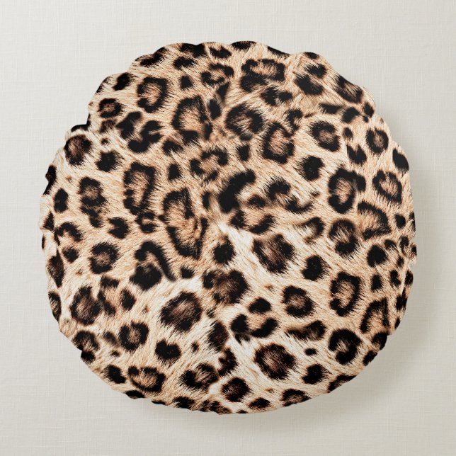 Leopard Design Pattern: Wild Elegance. Round Cushion (Front)