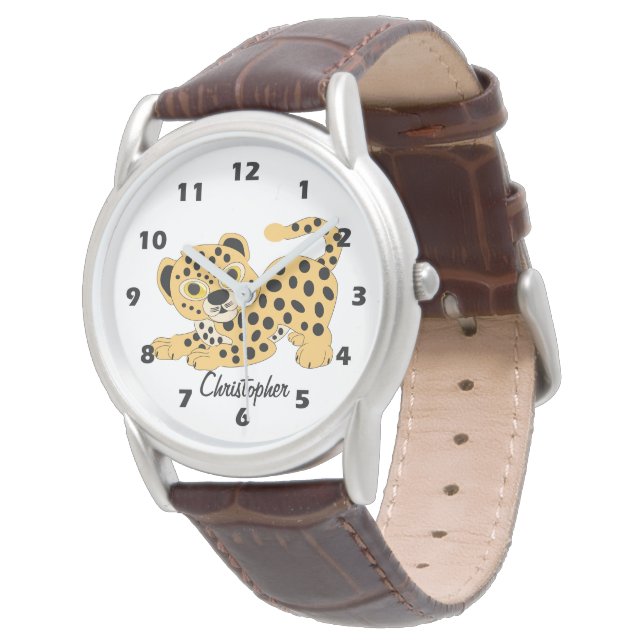 Leopard Design Personalised Watch (Angled)