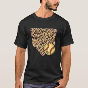 Leopard Diamond Softball Baseball Mum Mama T-Shirt