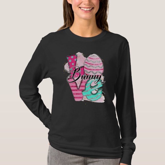 Leopard Easter Bunny Rabbit Easter Egg Love Happy  T-Shirt (Front)