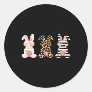 Leopard Easter Bunny Rabbit Trio Cute Easter  Classic Round Sticker