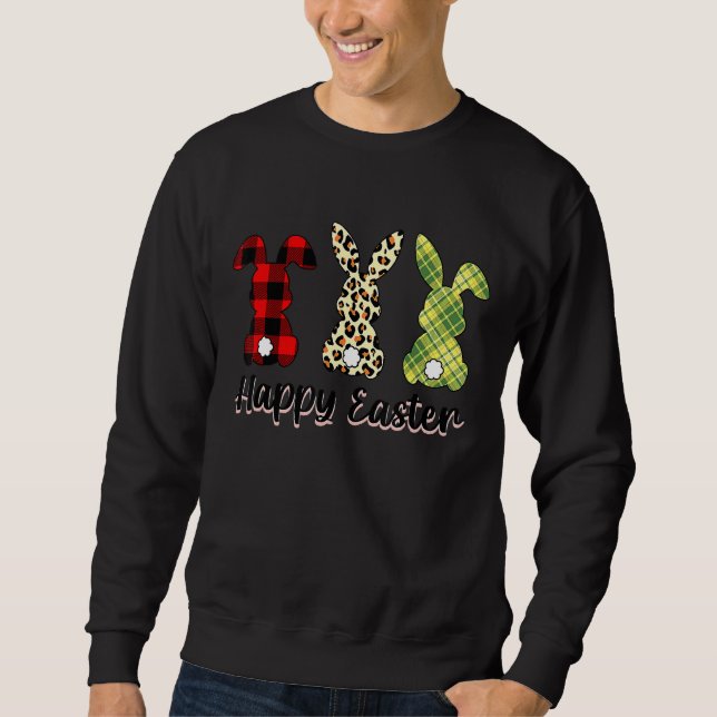 Leopard Easter Bunny Rabbit Trio Cute Easter Day 1 Sweatshirt (Front)