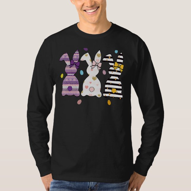 Leopard Easter Bunny Rabbit Trio Cute Easter Day 1 T-Shirt (Front)