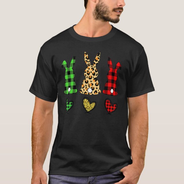 Leopard Easter Bunny Rabbit Trio Cute Easter Day 1 T-Shirt (Front)