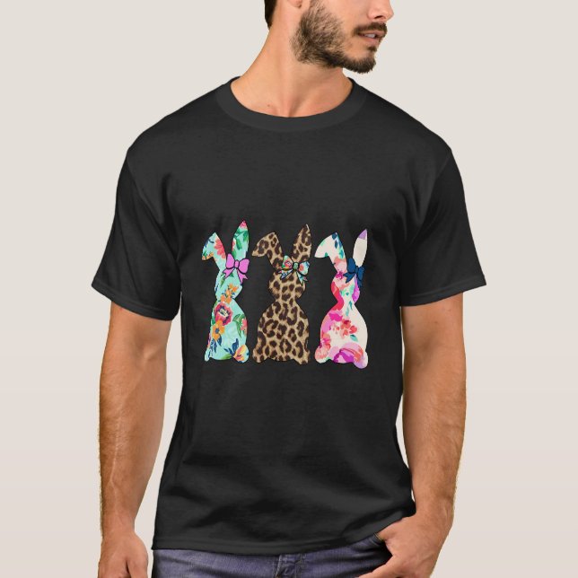 Leopard Easter Bunny Rabbit Trio Cute Easter Day 2 T-Shirt (Front)
