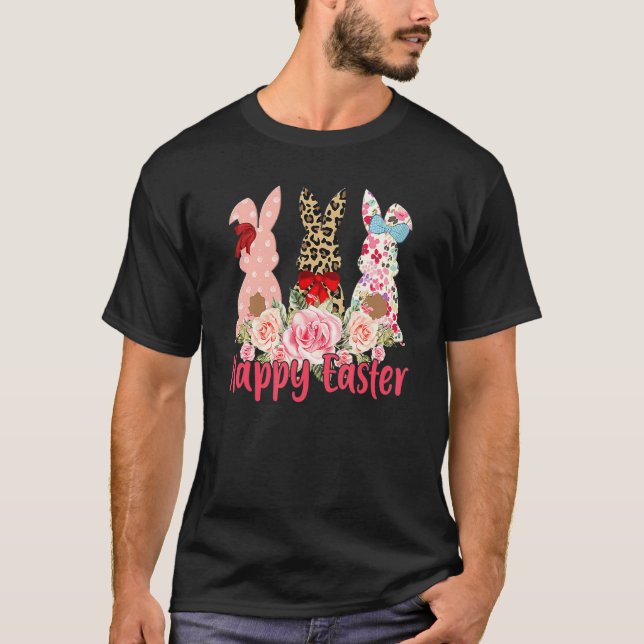 Leopard Easter Bunny Rabbit Trio Cute Easter Day 2 T-Shirt (Front)